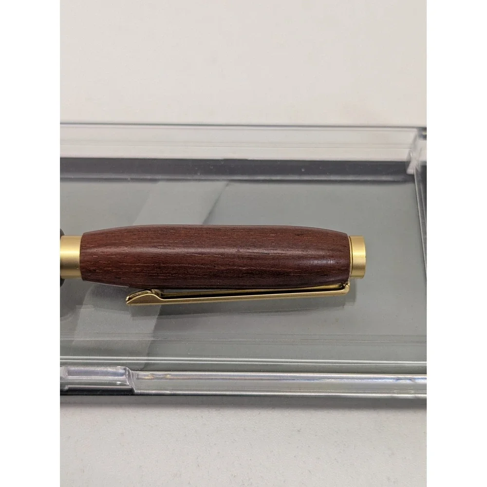 Slimline Twist Pen Jatoba Wood Satin Gold Finish Ballpoint‎ Gift Handmade Boxed